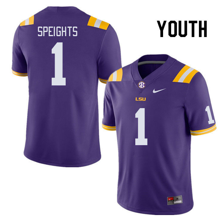 Youth #1 Omar Speights LSU Tigers College Football Jerseys Stitched-Purple